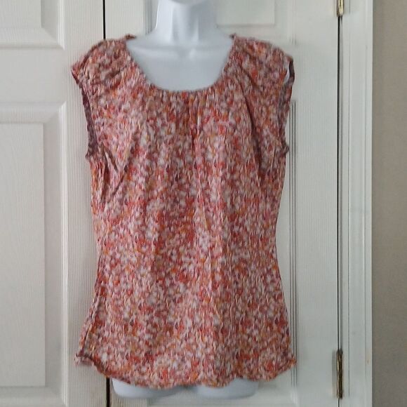 Ann Taylor Loft Factory printed short sleeve casual top Sz XL EUC - Picture 1 of 7